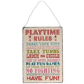 Playtime Rules Vintage Hanging Metal Sign