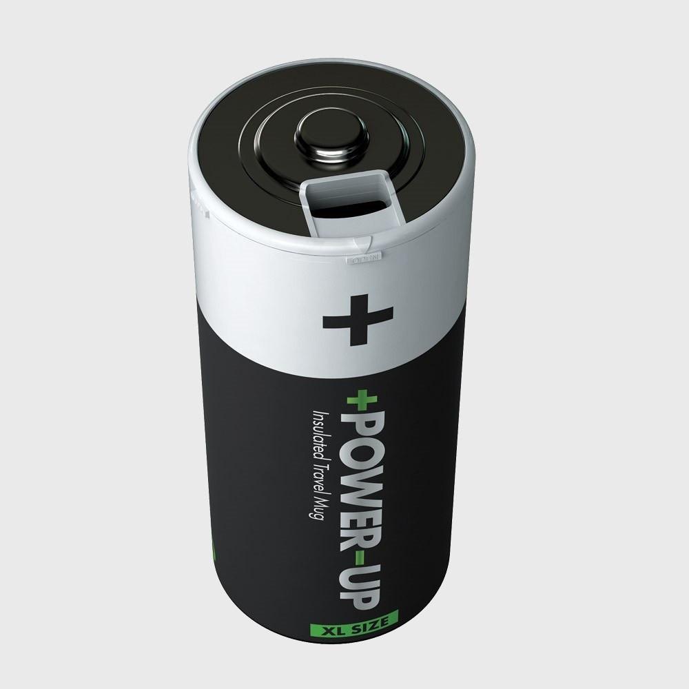 Power Up Battery Shaped Insulated Water Bottle