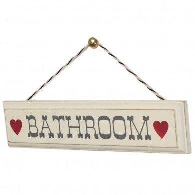 Rustic Wooden Hanging Bathroom Sign