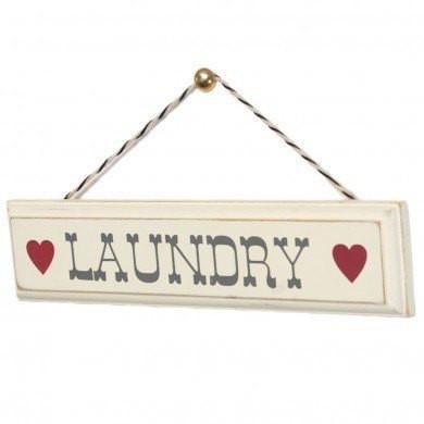 Rustic Wooden Hanging Laundry Sign