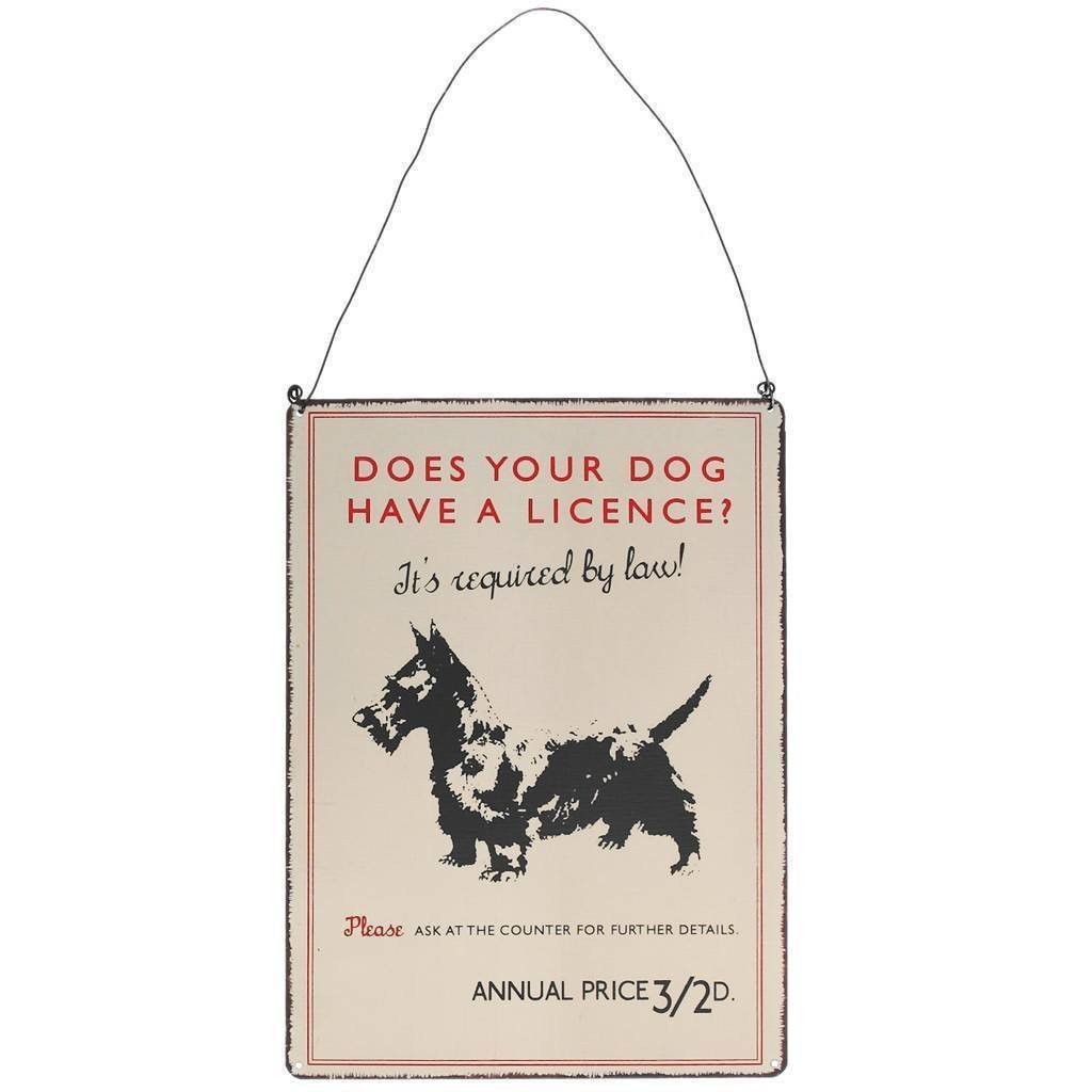 Vintage Dog Licence Hanging Metal Sign